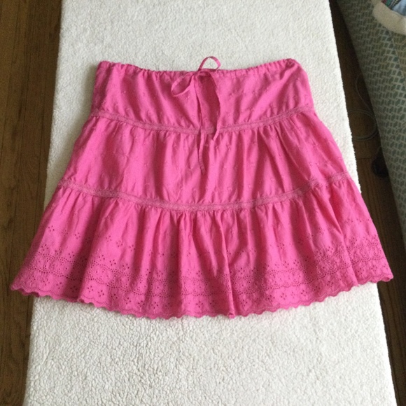 GAP Y2K Tiered Eyelet Embroidered Peasant Skirt Pink - Sz Medium - Picture 4 of 13